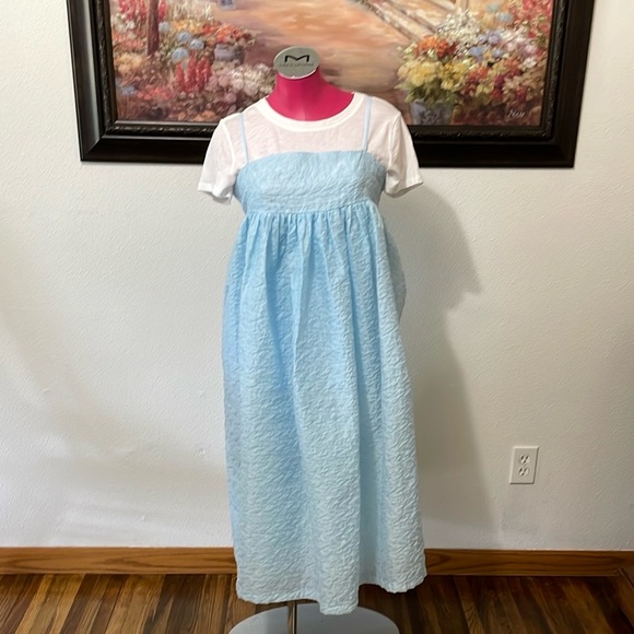 Anthropologie Mare Birdie Babydoll Mini Dress Size M Blue Texture - Picture 4 of 16